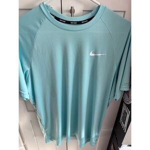 Nike Swim Dri-FIT Rash Guard Mens Large Light Blue Short Sleeve UPF 40+ Swim